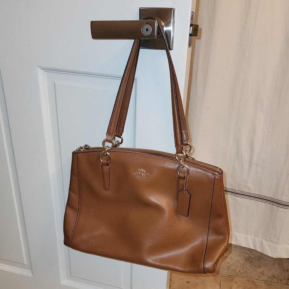 Coach Caramel Leather Tote Bag w Top Handles and Long Strap - Small Repair Req